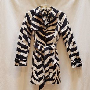 Club Monaco Trench Coat Black and White Zebra XS